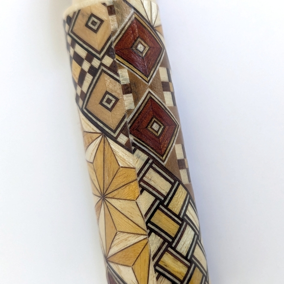 Japanese "Yosegi-zaiku" Marquetry Kokeshi Style Bottle Opener Handmade Folk Art - Picture 5 of 12